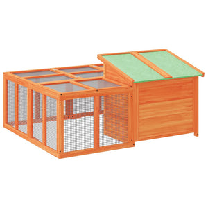 vidaXL Rabbit Hutch Brown 144x123x67.5 cm Solid Pine Wood