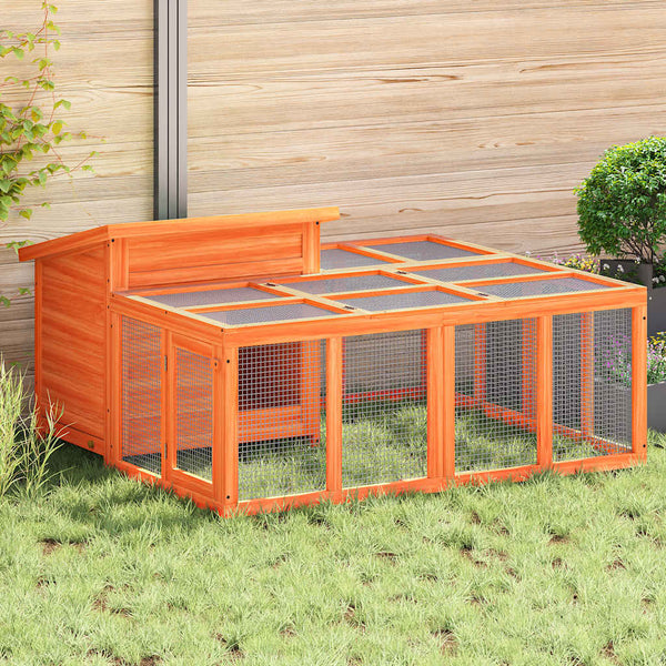 vidaXL Rabbit Hutch Brown 144x123x67.5 cm Solid Pine Wood