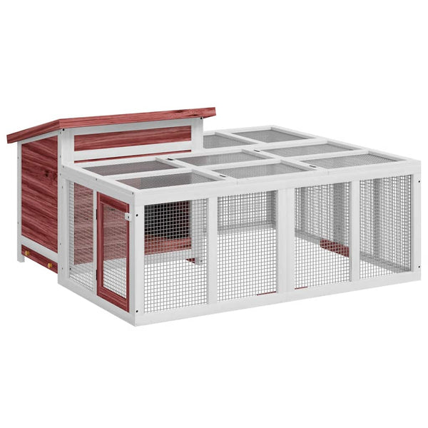 vidaXL Rabbit Hutch Mocha 144x123x67.5 cm Solid Pine Wood