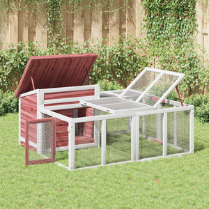 vidaXL Rabbit Hutch Mocha 144x123x67.5 cm Solid Pine Wood