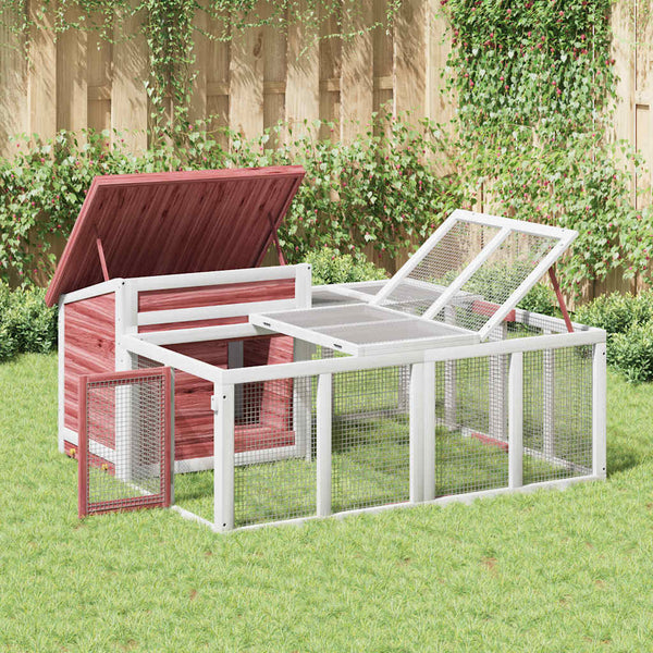 vidaXL Rabbit Hutch Mocha 144x123x67.5 cm Solid Pine Wood