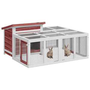 vidaXL Rabbit Hutch Mocha 144x123x67.5 cm Solid Pine Wood