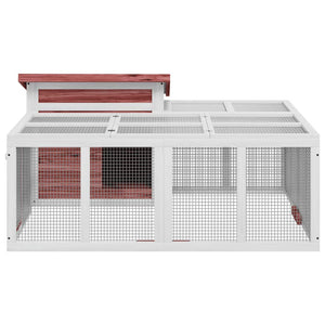 vidaXL Rabbit Hutch Mocha 144x123x67.5 cm Solid Pine Wood