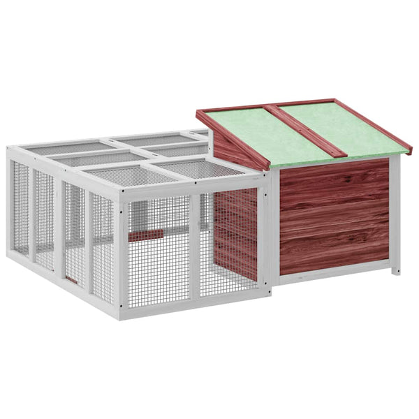 vidaXL Rabbit Hutch Mocha 144x123x67.5 cm Solid Pine Wood