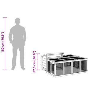 vidaXL Rabbit Hutch Mocha 144x123x67.5 cm Solid Pine Wood