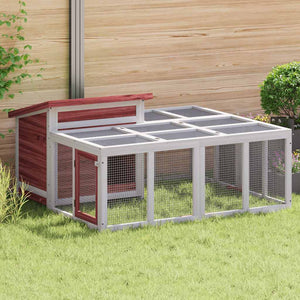 vidaXL Rabbit Hutch Mocha 144x123x67.5 cm Solid Pine Wood