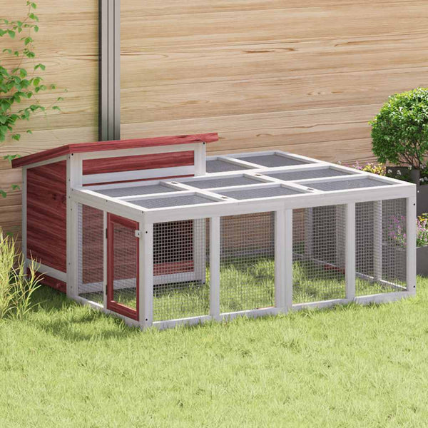 vidaXL Rabbit Hutch Mocha 144x123x67.5 cm Solid Pine Wood