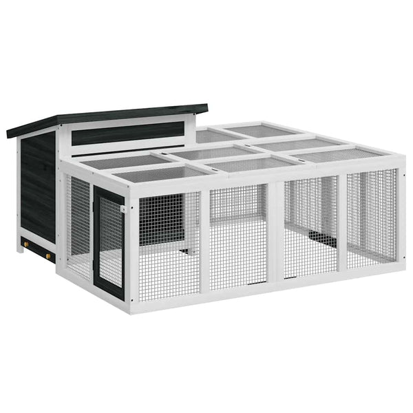 vidaXL Rabbit Hutch Grey 144x123x67.5 cm Solid Pine Wood