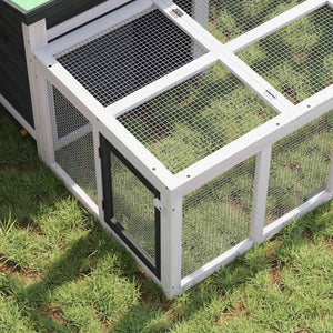 vidaXL Rabbit Hutch Grey 144x123x67.5 cm Solid Pine Wood