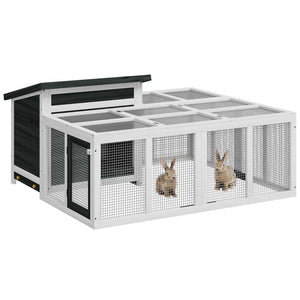 vidaXL Rabbit Hutch Grey 144x123x67.5 cm Solid Pine Wood