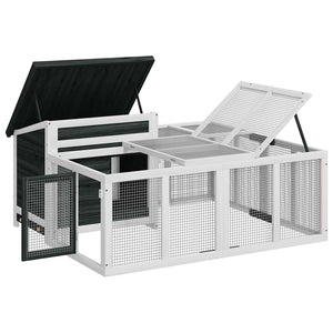 vidaXL Rabbit Hutch Grey 144x123x67.5 cm Solid Pine Wood