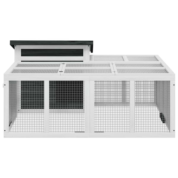 vidaXL Rabbit Hutch Grey 144x123x67.5 cm Solid Pine Wood