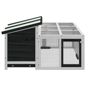 vidaXL Rabbit Hutch Grey 144x123x67.5 cm Solid Pine Wood