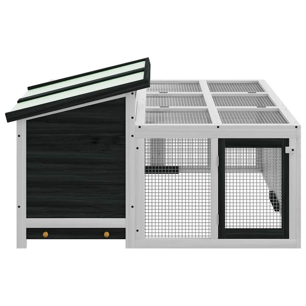 vidaXL Rabbit Hutch Grey 144x123x67.5 cm Solid Pine Wood