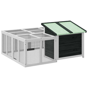 vidaXL Rabbit Hutch Grey 144x123x67.5 cm Solid Pine Wood