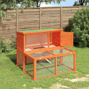 vidaXL Rabbit Hutch Brown 102x90x84.5 cm Solid Pine Wood