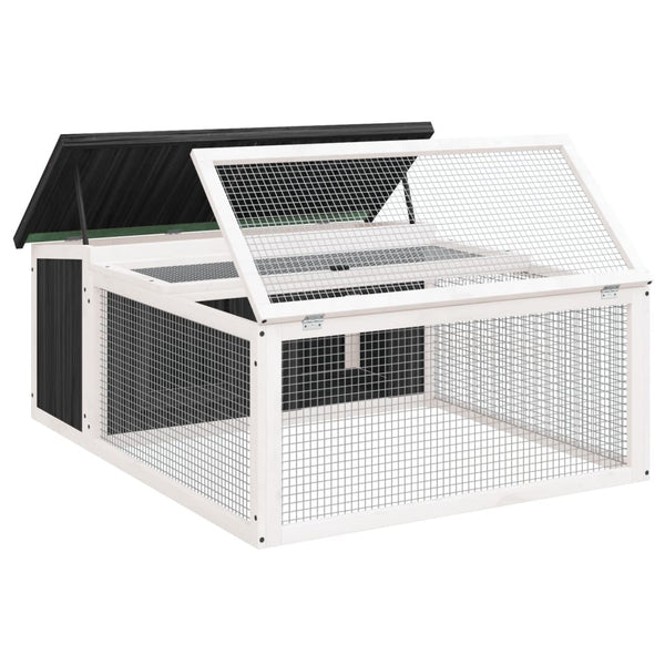 vidaXL Rabbit Hutch Grey 117.5x97x47.5 cm Solid Pinewood