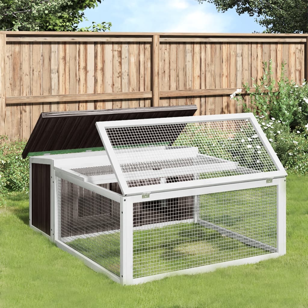 vidaXL Rabbit Hutch Grey 117.5x97x47.5 cm Solid Pinewood