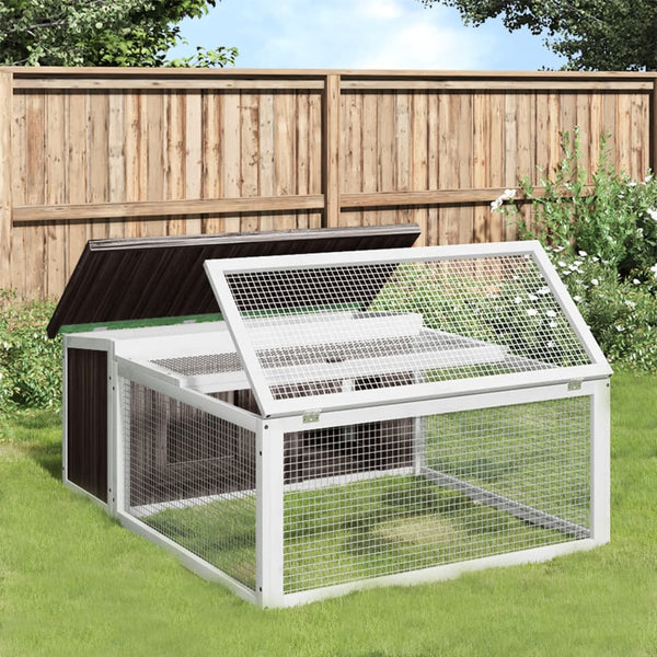 vidaXL Rabbit Hutch Grey 117.5x97x47.5 cm Solid Pinewood