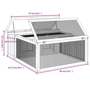 vidaXL Rabbit Hutch Mocha 117.5x97x47.5 cm Solid Pine Wood