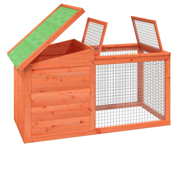 vidaXL Rabbit Hutch Brown 100.5x54x55 cm Solid Pine Wood