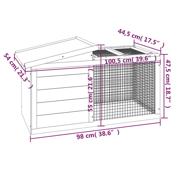 vidaXL Rabbit Hutch Brown 100.5x54x55 cm Solid Pine Wood