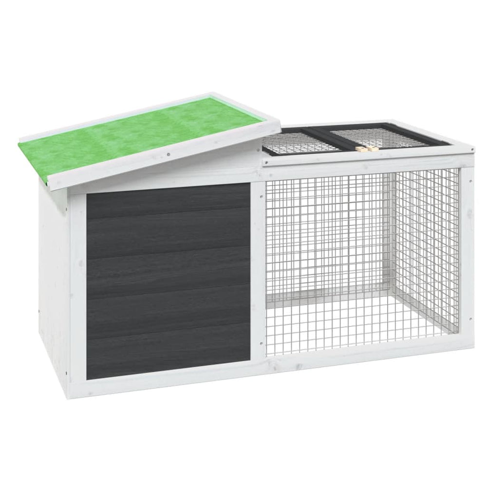 vidaXL Rabbit Hutch Grey 100.5x54x55 cm Solid Pine Wood
