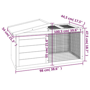 vidaXL Rabbit Hutch Grey 100.5x54x55 cm Solid Pine Wood
