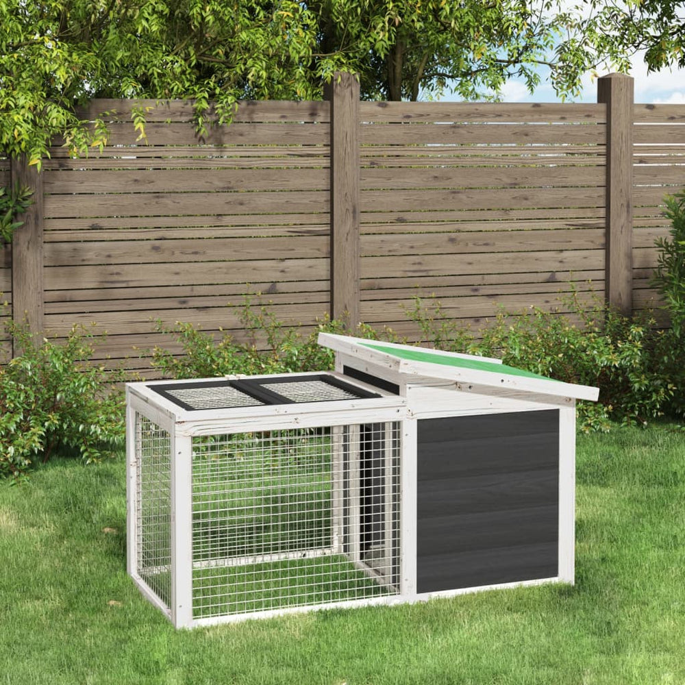 vidaXL Rabbit Hutch Grey 100.5x54x55 cm Solid Pine Wood