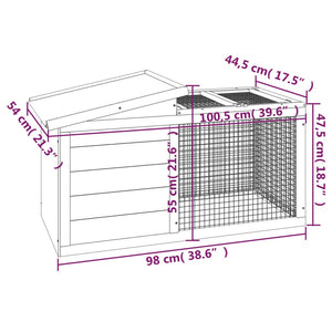 vidaXL Rabbit Hutch Mocha 100.5x54x55 cm Solid Pine Wood