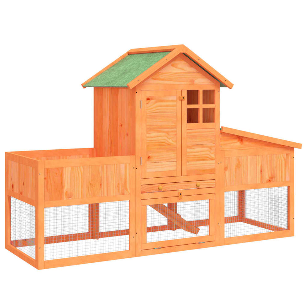 vidaXL Rabbit Hutch Brown 170x63x113 cm Solid Pine Wood