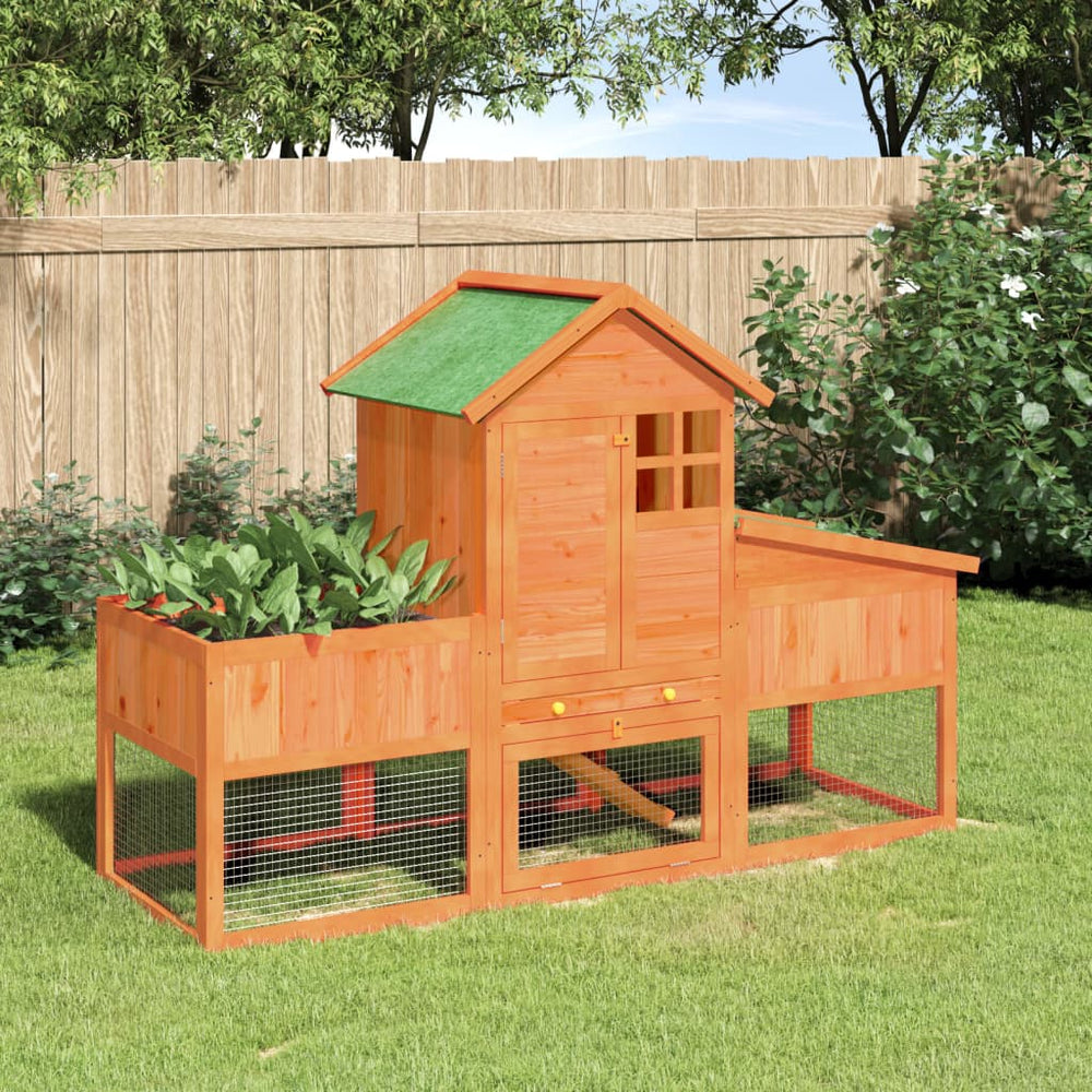 vidaXL Rabbit Hutch Brown 170x63x113 cm Solid Pine Wood