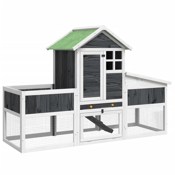 vidaXL Rabbit Hutch Grey 170x63x113 cm Solid Pine Wood
