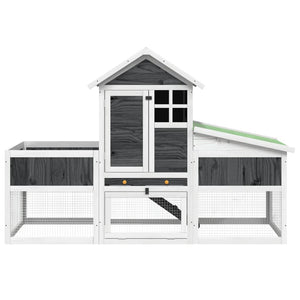vidaXL Rabbit Hutch Grey 170x63x113 cm Solid Pine Wood