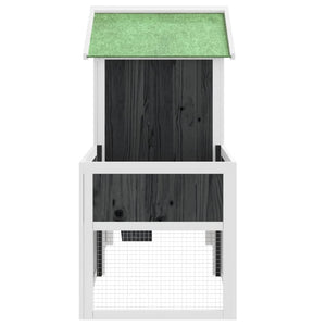 vidaXL Rabbit Hutch Grey 170x63x113 cm Solid Pine Wood