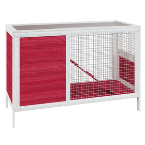 vidaXL Rabbit Hutch Red 103x44x69.5 cm Solid Pine Wood