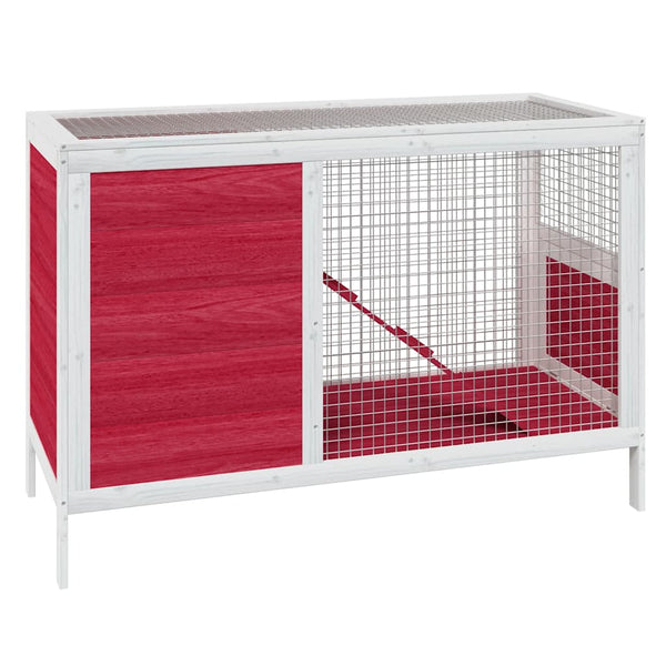 vidaXL Rabbit Hutch Red 103x44x69.5 cm Solid Pine Wood