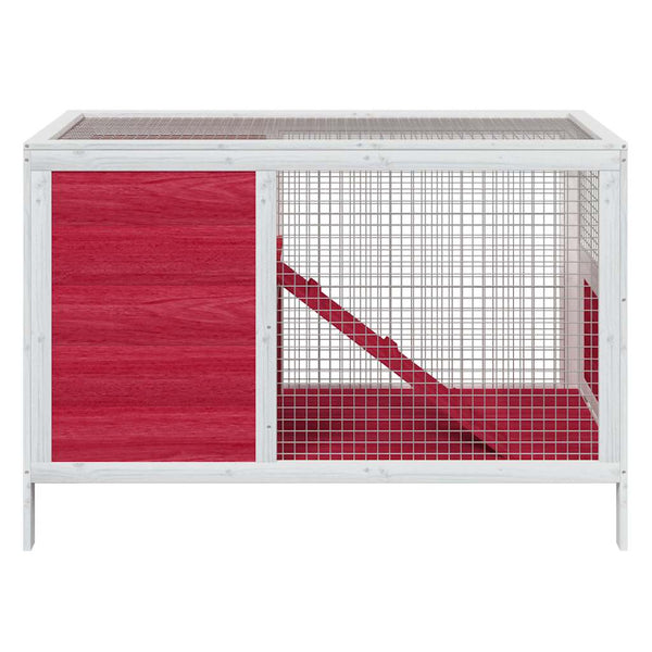 vidaXL Rabbit Hutch Red 103x44x69.5 cm Solid Pine Wood