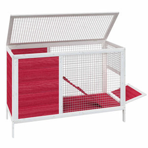 vidaXL Rabbit Hutch Red 103x44x69.5 cm Solid Pine Wood