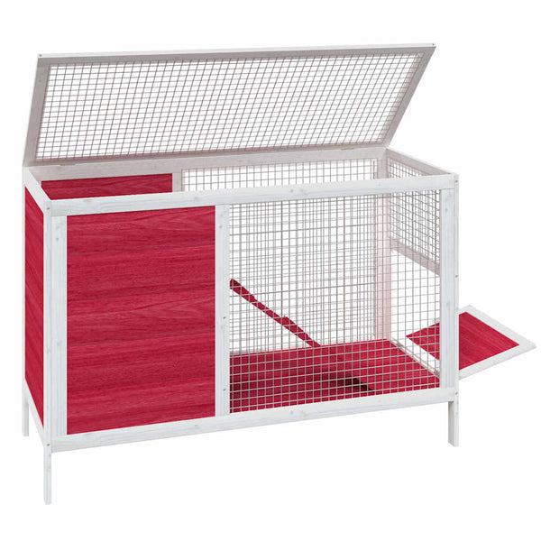 vidaXL Rabbit Hutch Red 103x44x69.5 cm Solid Pine Wood
