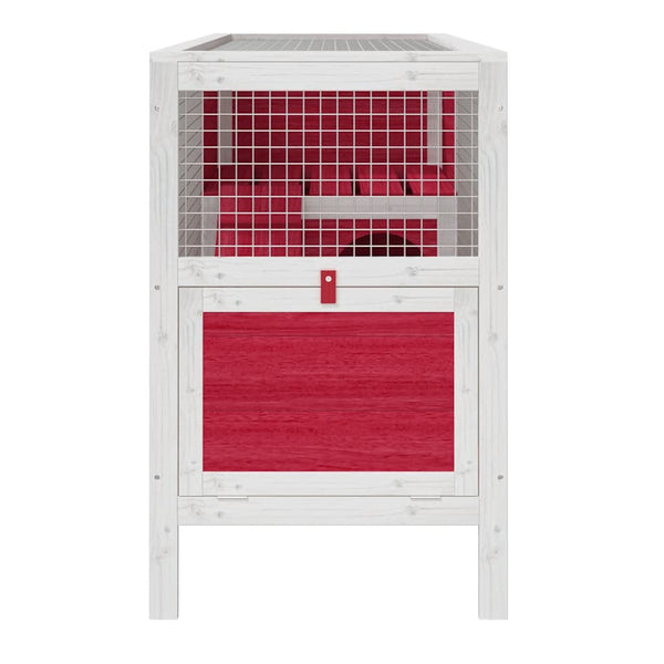 vidaXL Rabbit Hutch Red 103x44x69.5 cm Solid Pine Wood