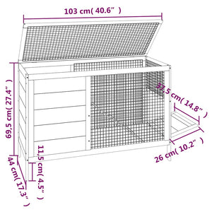 vidaXL Rabbit Hutch Red 103x44x69.5 cm Solid Pine Wood