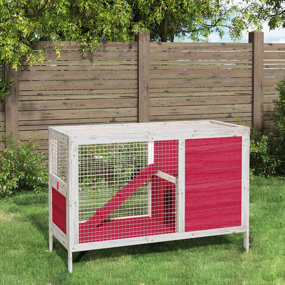 vidaXL Rabbit Hutch Red 103x44x69.5 cm Solid Pine Wood