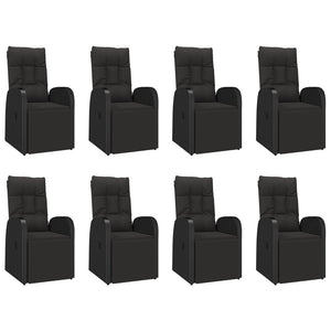 vidaXL 9-piece Garden Dining Set Black Poly Rattan & Solid Acacia Wood