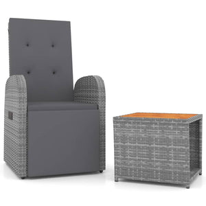 vidaXL 2-Piece Garden Lounge Set Grey Poly Rattan & Solid Acacia Wood