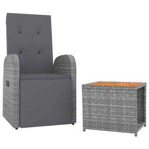 vidaXL 2-Piece Garden Lounge Set Grey Poly Rattan & Solid Acacia Wood