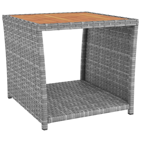 vidaXL 2-Piece Garden Lounge Set Grey Poly Rattan & Solid Acacia Wood
