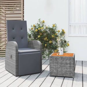 vidaXL 2-Piece Garden Lounge Set Grey Poly Rattan & Solid Acacia Wood