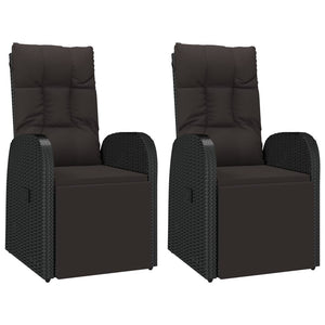 vidaXL 3-Piece Garden Lounge Set Black Poly Rattan & Steel