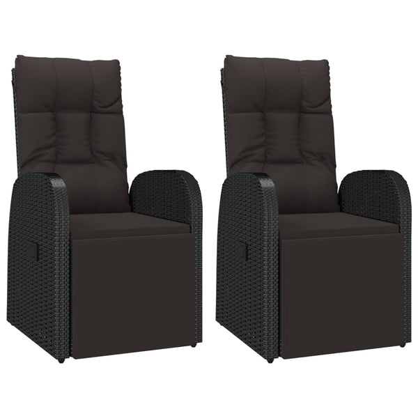 vidaXL 3-Piece Garden Lounge Set Black Poly Rattan & Steel